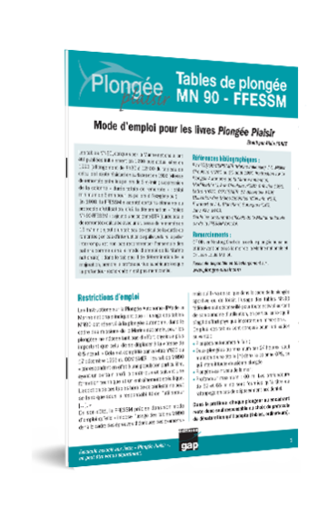 Mode d’emploi des tables de plongée MN90 – FFESSM